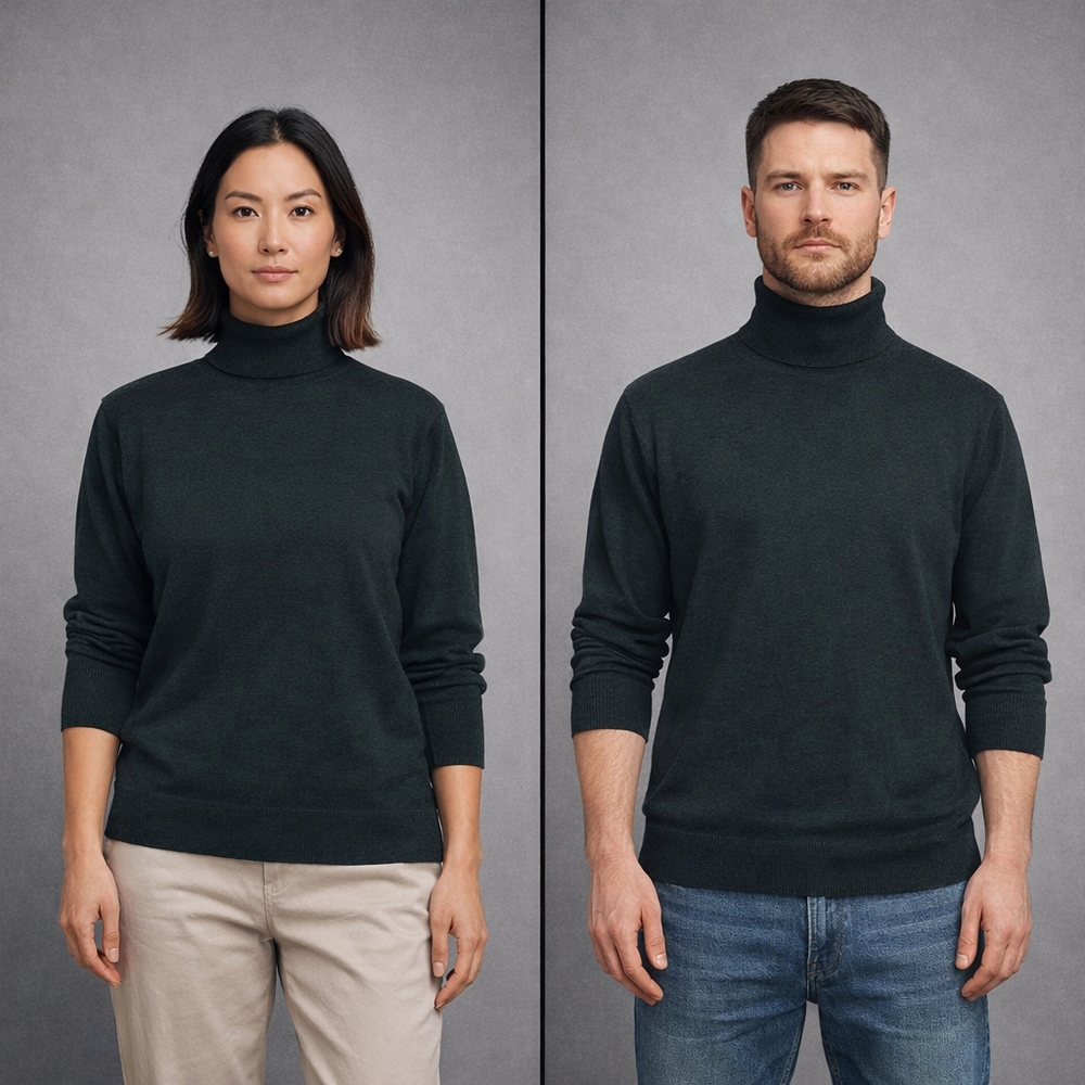 Amazon Essentials Unisex Long Sleeve T-Shirt with Turtleneck – Black